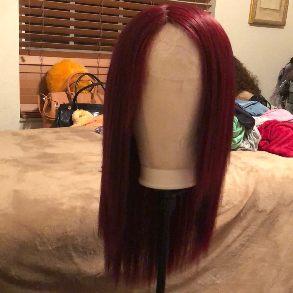 Burgundy lace synthetic wig